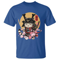 Japanese Samurai Cat T Shirt Ancient Ninja Kitten Warrior Tattoo Kawaii Otaku Retro - Wonder Print Shop