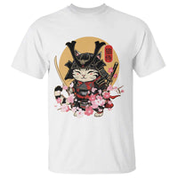 Japanese Samurai Cat T Shirt Ancient Ninja Kitten Warrior Tattoo Kawaii Otaku Retro - Wonder Print Shop