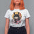 Japanese Samurai Cat T Shirt For Women Ancient Ninja Kitten Warrior Tattoo Kawaii Otaku Retro - Wonder Print Shop