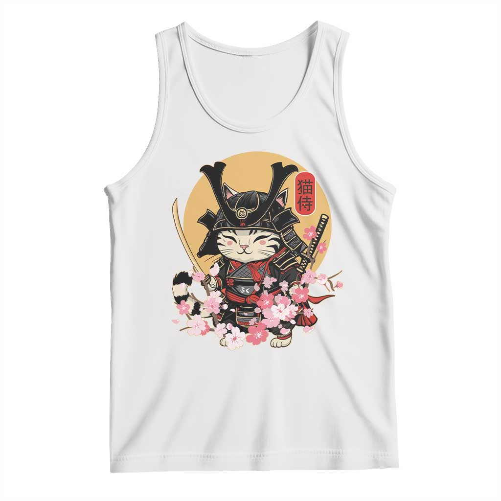 Japanese Samurai Cat Tank Top Ancient Ninja Kitten Warrior Tattoo Kawaii Otaku Retro