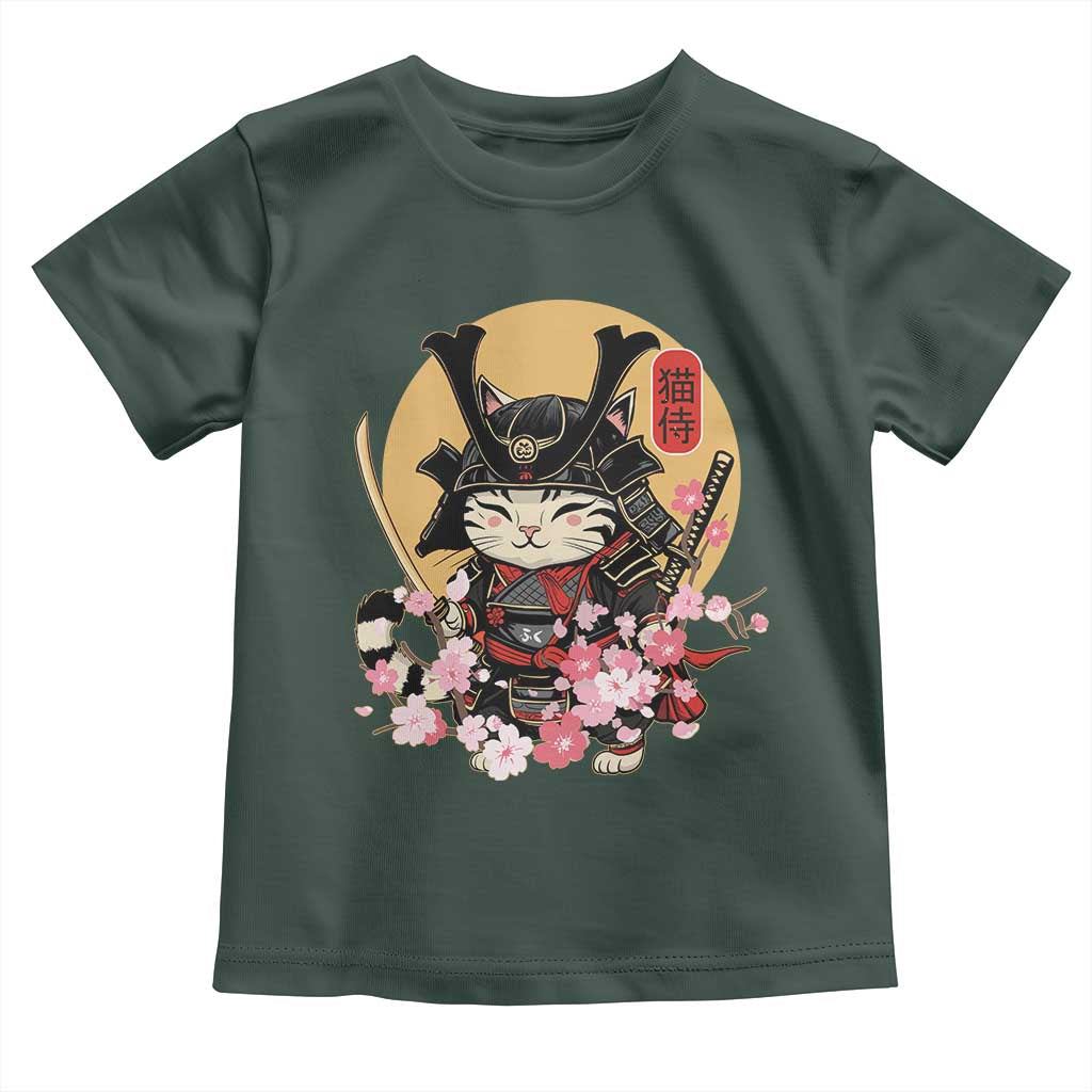 Japanese Samurai Cat Toddler T Shirt Ancient Ninja Kitten Warrior Tattoo Kawaii Otaku Retro