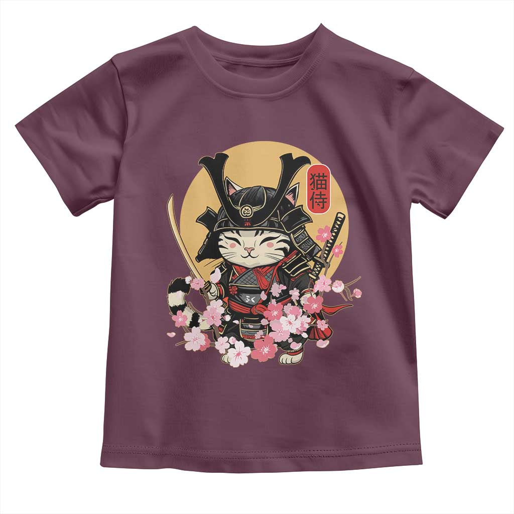 Japanese Samurai Cat Toddler T Shirt Ancient Ninja Kitten Warrior Tattoo Kawaii Otaku Retro