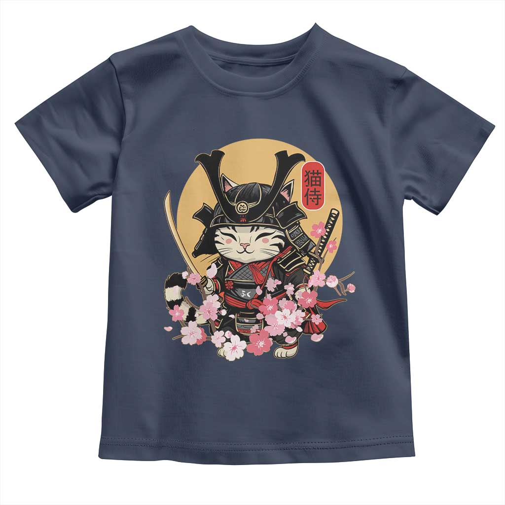 Japanese Samurai Cat Toddler T Shirt Ancient Ninja Kitten Warrior Tattoo Kawaii Otaku Retro