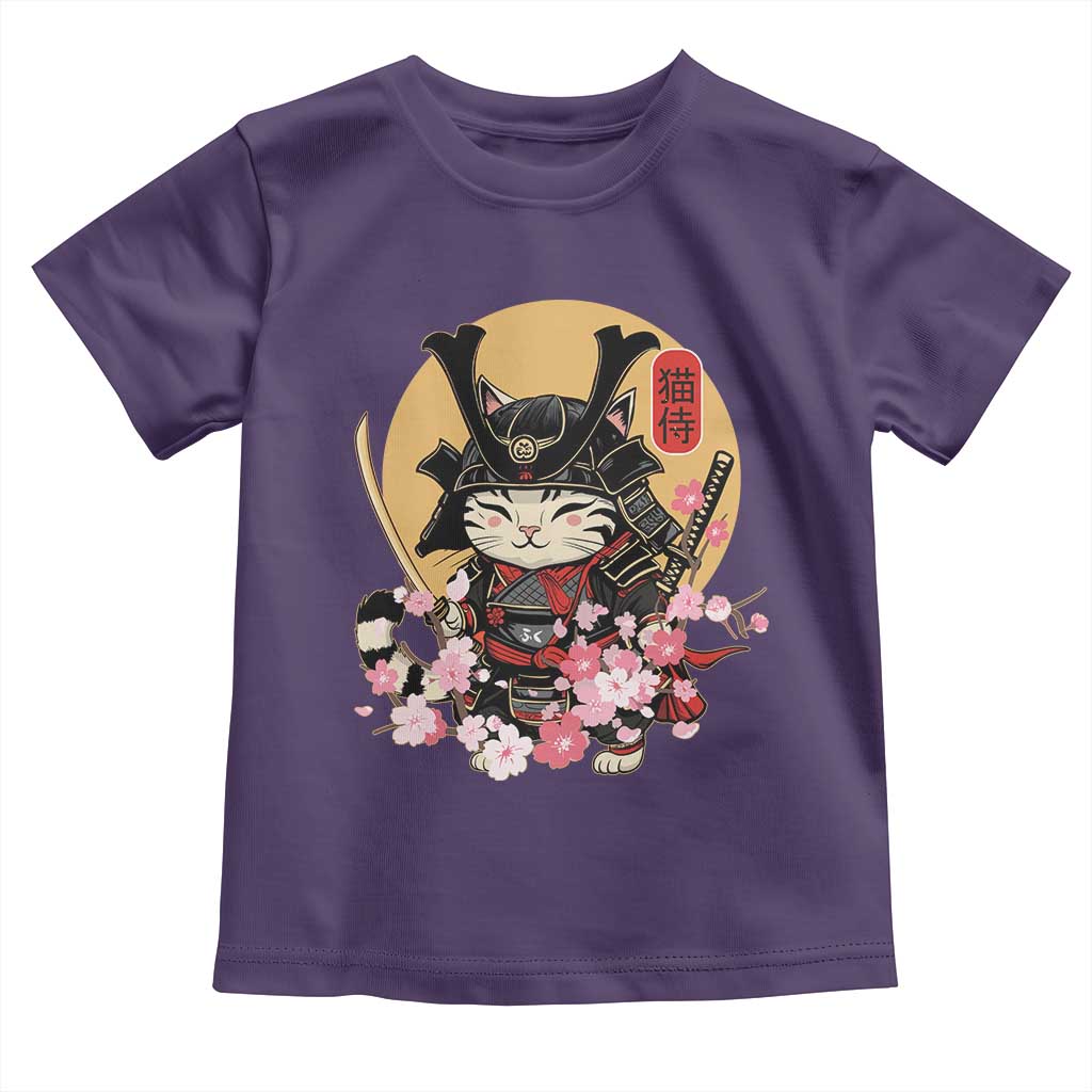 Japanese Samurai Cat Toddler T Shirt Ancient Ninja Kitten Warrior Tattoo Kawaii Otaku Retro