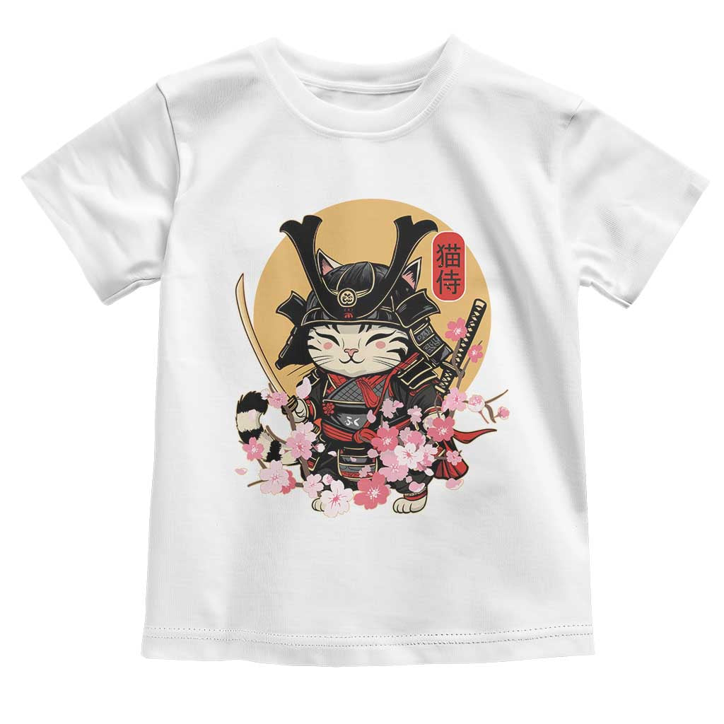 Japanese Samurai Cat Toddler T Shirt Ancient Ninja Kitten Warrior Tattoo Kawaii Otaku Retro