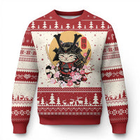 Japanese Samurai Cat Ugly Christmas Sweater Ancient Ninja Kitten Warrior Tattoo Kawaii Otaku Retro - Wonder Print Shop