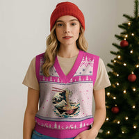 Japanese Kanagawa Wave Ramen Bowl Graphic V-Neck Knit Sweater Vest Retro Anime Noodles Art - Wonder Print Shop
