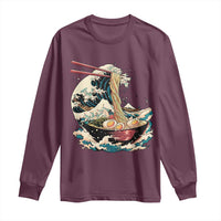 Japanese Kanagawa Wave Ramen Bowl Graphic Long Sleeve Shirt Retro Anime Noodles Art