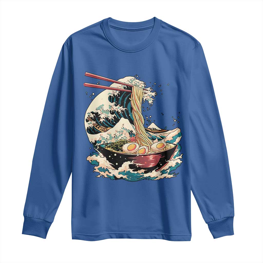 Japanese Kanagawa Wave Ramen Bowl Graphic Long Sleeve Shirt Retro Anime Noodles Art