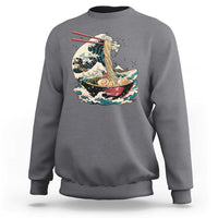 Japanese Kanagawa Wave Ramen Bowl Graphic Sweatshirt Retro Anime Noodles Art - Wonder Print Shop