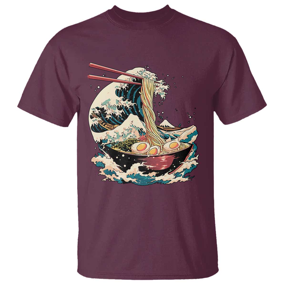 Japanese Kanagawa Wave Ramen Bowl Graphic T Shirt Retro Anime Noodles Art - Wonder Print Shop