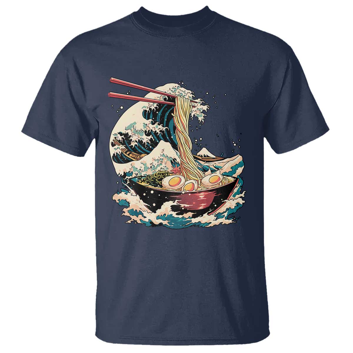 Japanese Kanagawa Wave Ramen Bowl Graphic T Shirt Retro Anime Noodles Art - Wonder Print Shop