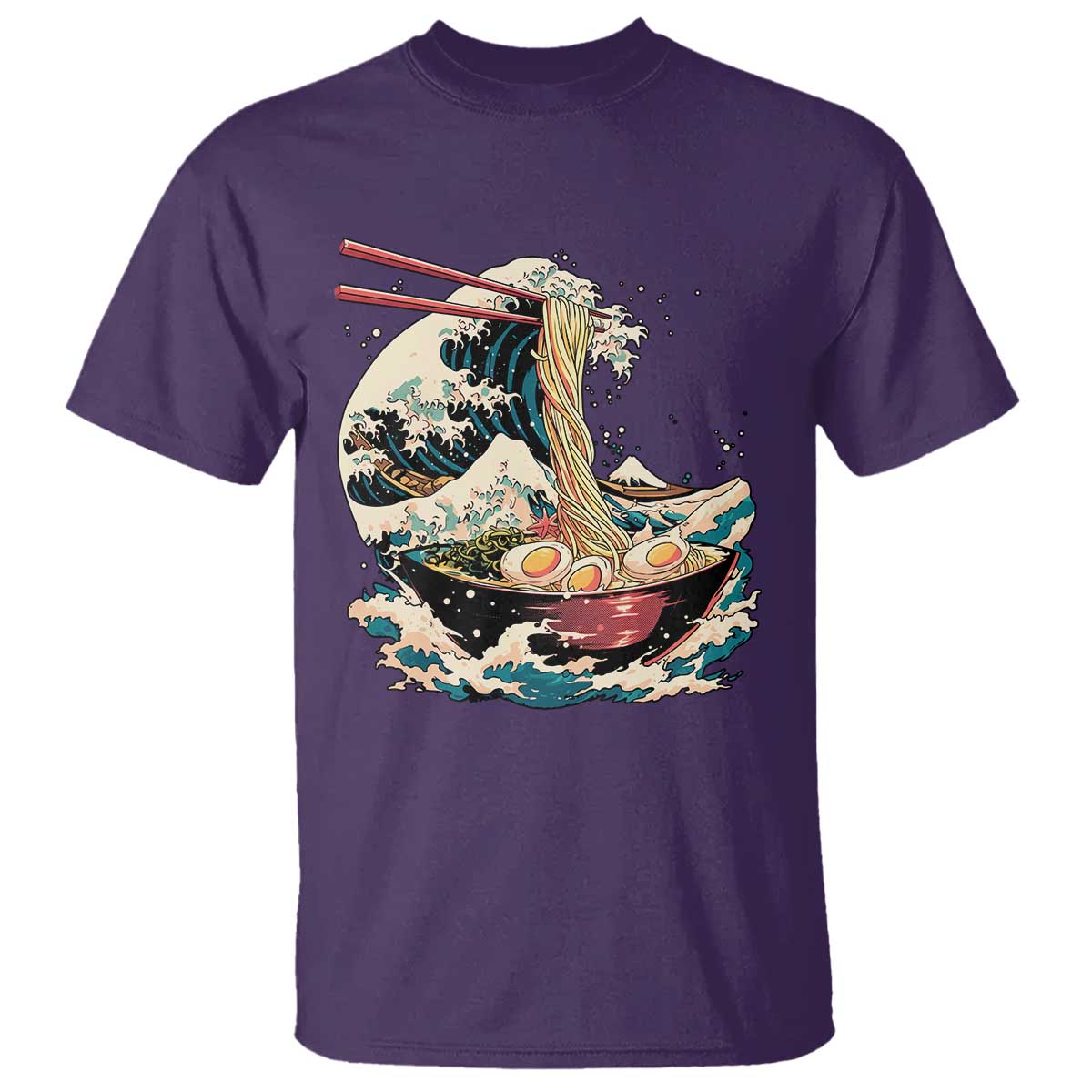Japanese Kanagawa Wave Ramen Bowl Graphic T Shirt Retro Anime Noodles Art - Wonder Print Shop
