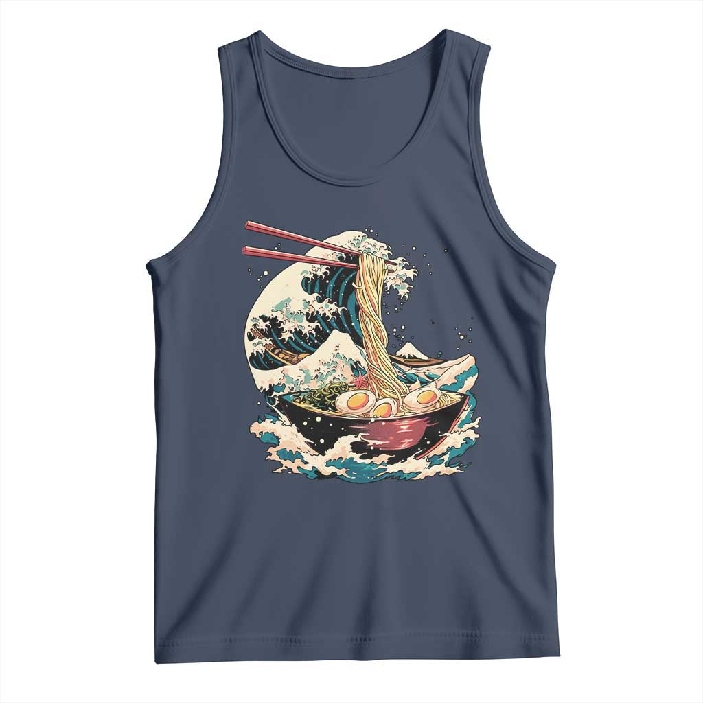 Japanese Kanagawa Wave Ramen Bowl Graphic Tank Top Retro Anime Noodles Art