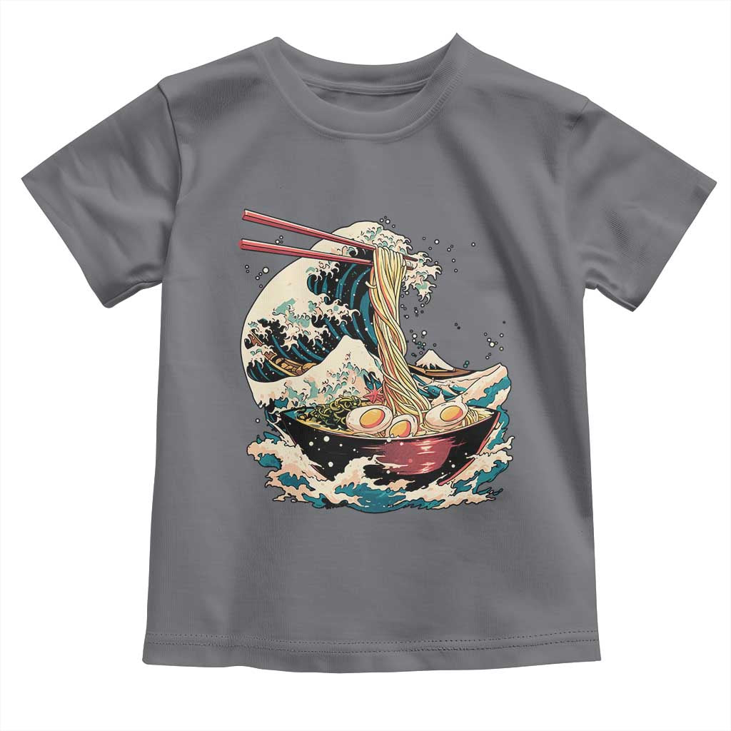 Japanese Kanagawa Wave Ramen Bowl Graphic Toddler T Shirt Retro Anime Noodles Art