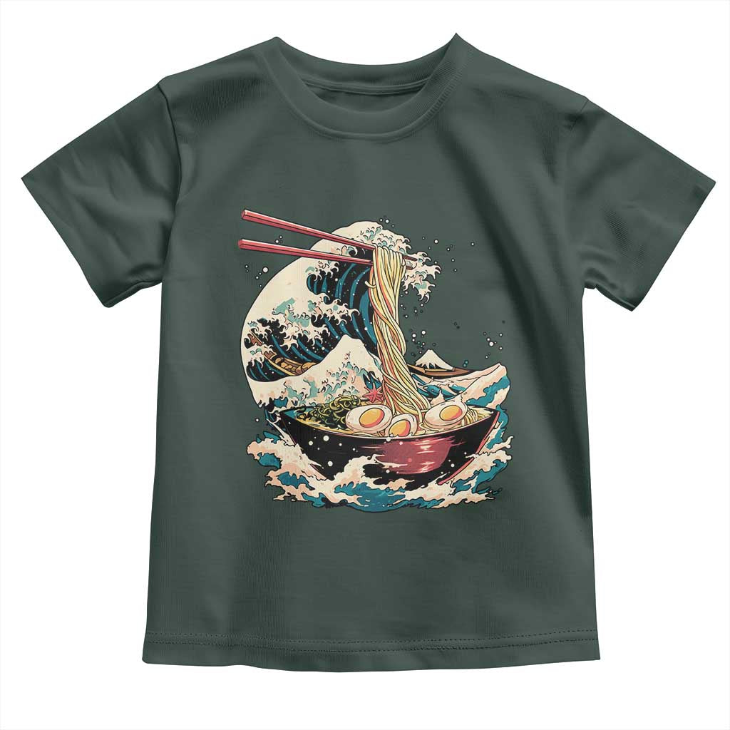 Japanese Kanagawa Wave Ramen Bowl Graphic Toddler T Shirt Retro Anime Noodles Art