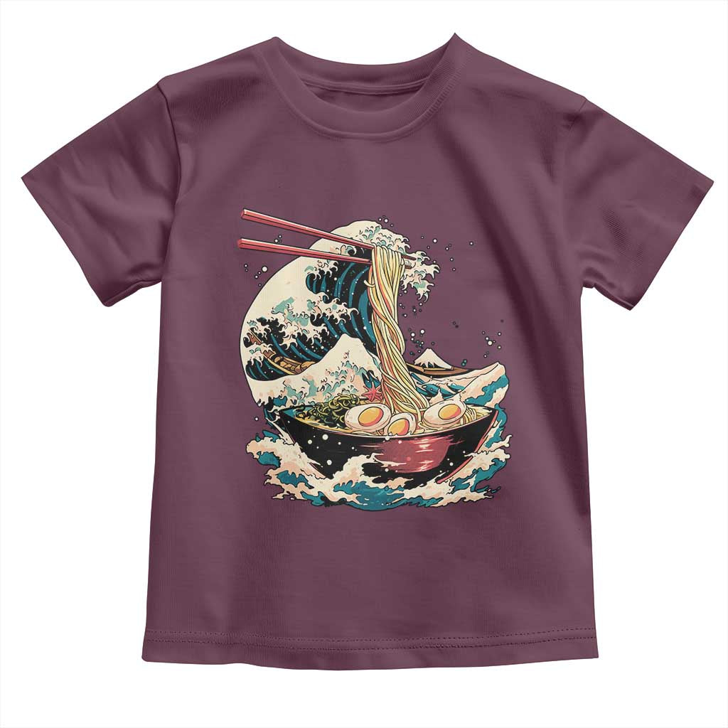 Japanese Kanagawa Wave Ramen Bowl Graphic Toddler T Shirt Retro Anime Noodles Art