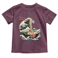 Japanese Kanagawa Wave Ramen Bowl Graphic Toddler T Shirt Retro Anime Noodles Art