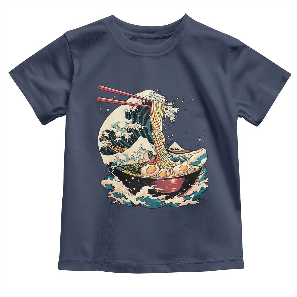 Japanese Kanagawa Wave Ramen Bowl Graphic Toddler T Shirt Retro Anime Noodles Art