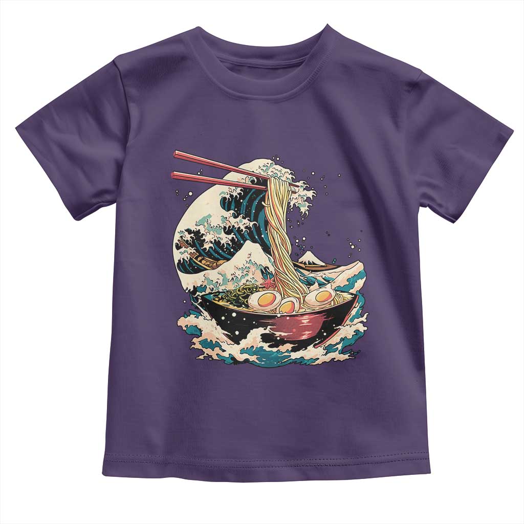 Japanese Kanagawa Wave Ramen Bowl Graphic Toddler T Shirt Retro Anime Noodles Art