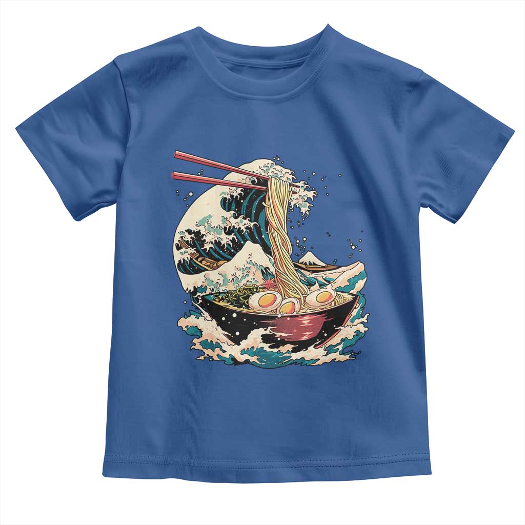 Japanese Kanagawa Wave Ramen Bowl Graphic Toddler T Shirt Retro Anime Noodles Art