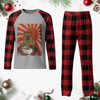 Kawaii Capybara Ramen Plaid Pajama Set Cute Capy Meme Japanese Noodles Lover - Wonder Print Shop