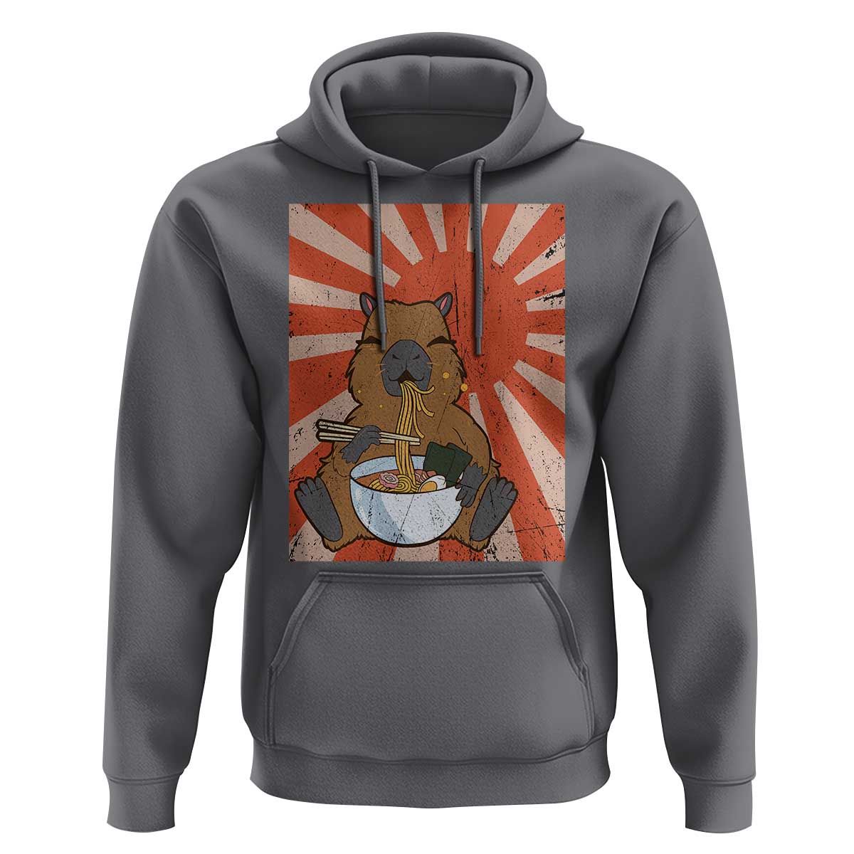 Kawaii Capybara Ramen Hoodie Cute Capy Meme Japanese Noodles Lover