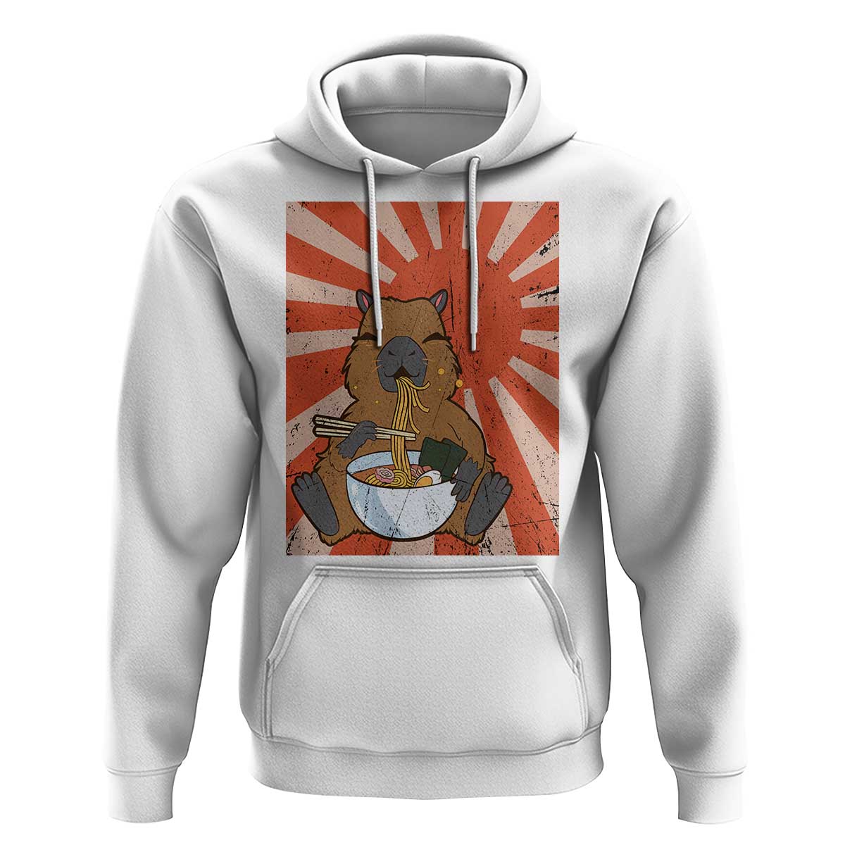 Kawaii Capybara Ramen Hoodie Cute Capy Meme Japanese Noodles Lover