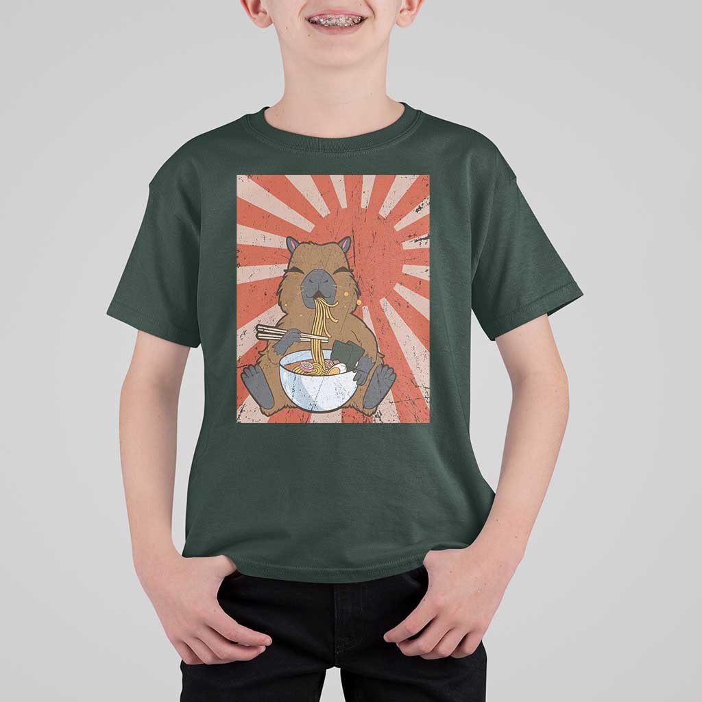 Kawaii Capybara Ramen T Shirt For Kid Cute Capy Meme Japanese Noodles Lover - Wonder Print Shop
