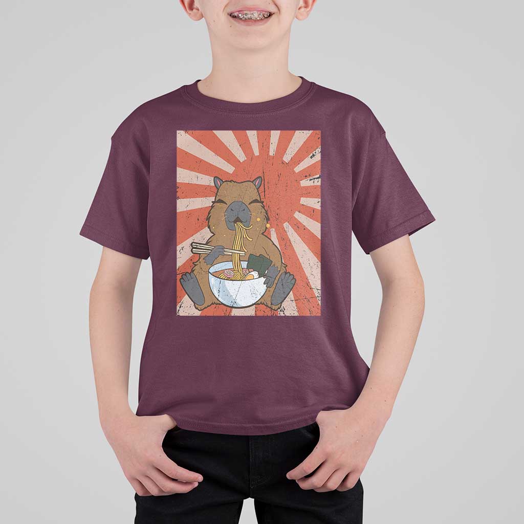 Kawaii Capybara Ramen T Shirt For Kid Cute Capy Meme Japanese Noodles Lover - Wonder Print Shop
