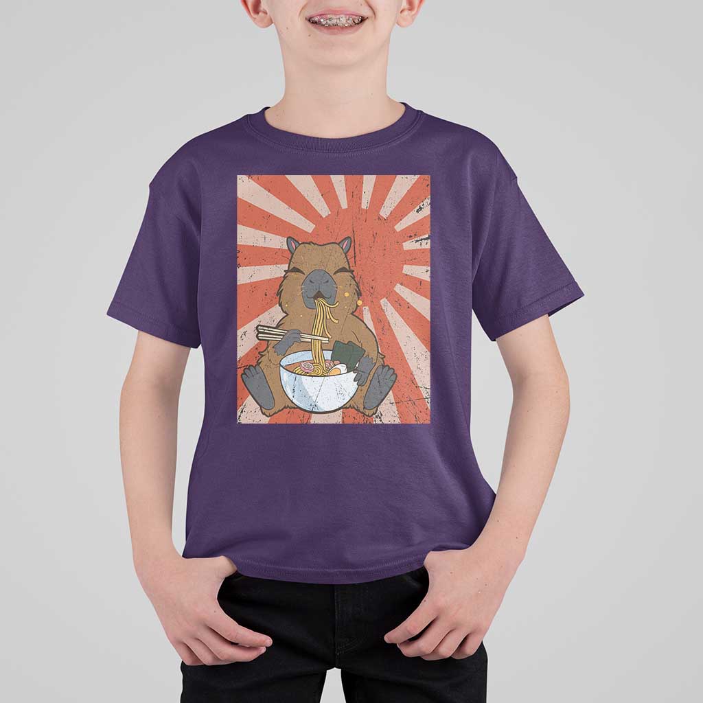 Kawaii Capybara Ramen T Shirt For Kid Cute Capy Meme Japanese Noodles Lover - Wonder Print Shop