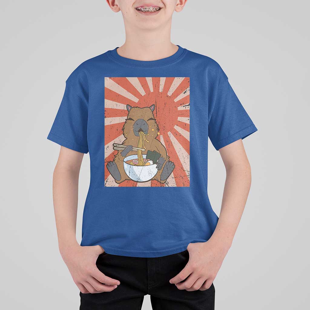 Kawaii Capybara Ramen T Shirt For Kid Cute Capy Meme Japanese Noodles Lover - Wonder Print Shop