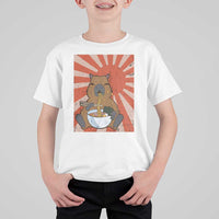 Kawaii Capybara Ramen T Shirt For Kid Cute Capy Meme Japanese Noodles Lover - Wonder Print Shop