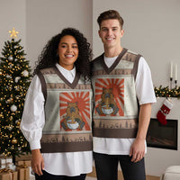 Kawaii Capybara Ramen V-Neck Knit Sweater Vest Cute Capy Meme Japanese Noodles Lover - Wonder Print Shop