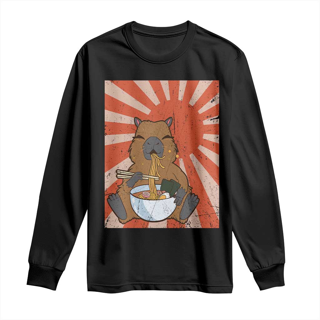 Kawaii Capybara Ramen Long Sleeve Shirt Cute Capy Meme Japanese Noodles Lover