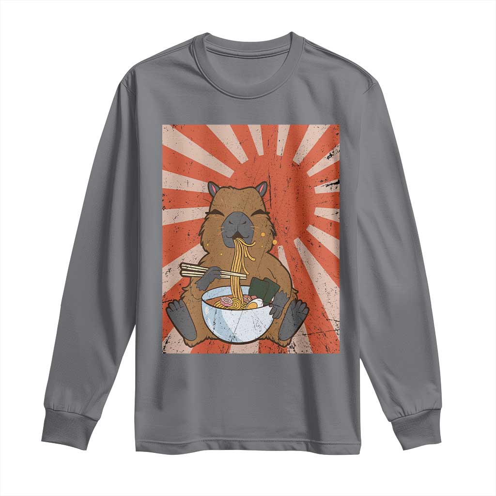 Kawaii Capybara Ramen Long Sleeve Shirt Cute Capy Meme Japanese Noodles Lover