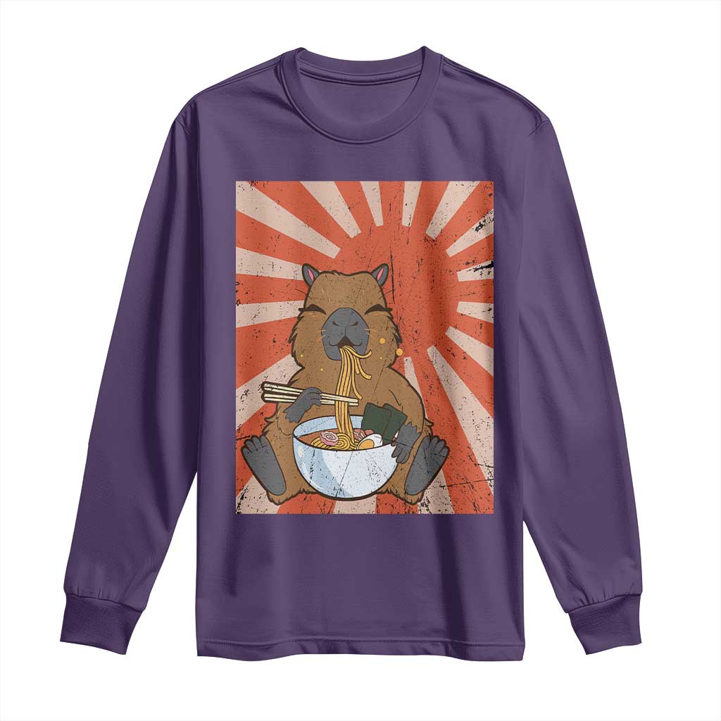 Kawaii Capybara Ramen Long Sleeve Shirt Cute Capy Meme Japanese Noodles Lover