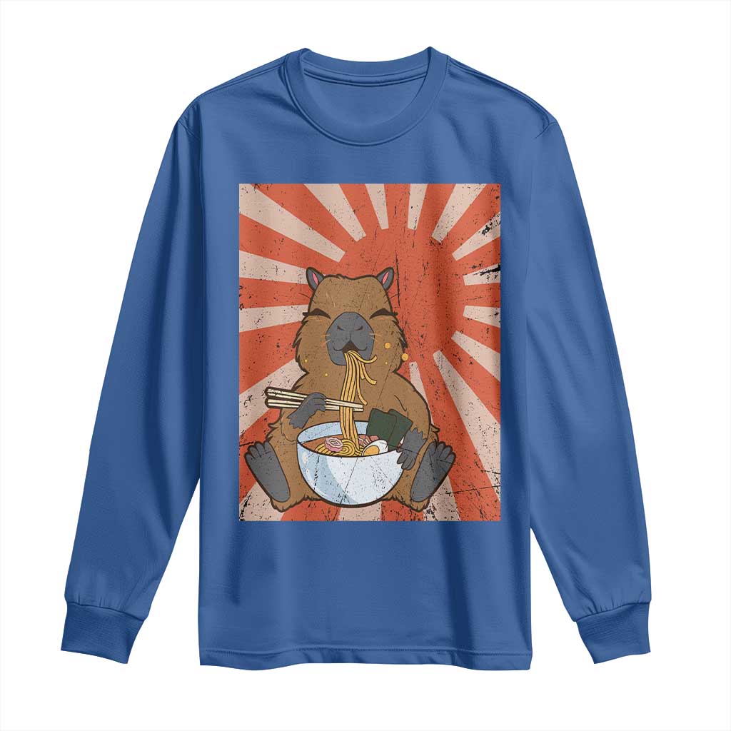Kawaii Capybara Ramen Long Sleeve Shirt Cute Capy Meme Japanese Noodles Lover