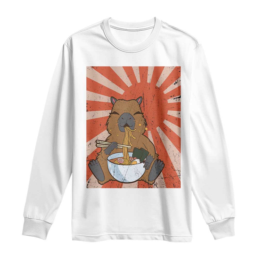 Kawaii Capybara Ramen Long Sleeve Shirt Cute Capy Meme Japanese Noodles Lover