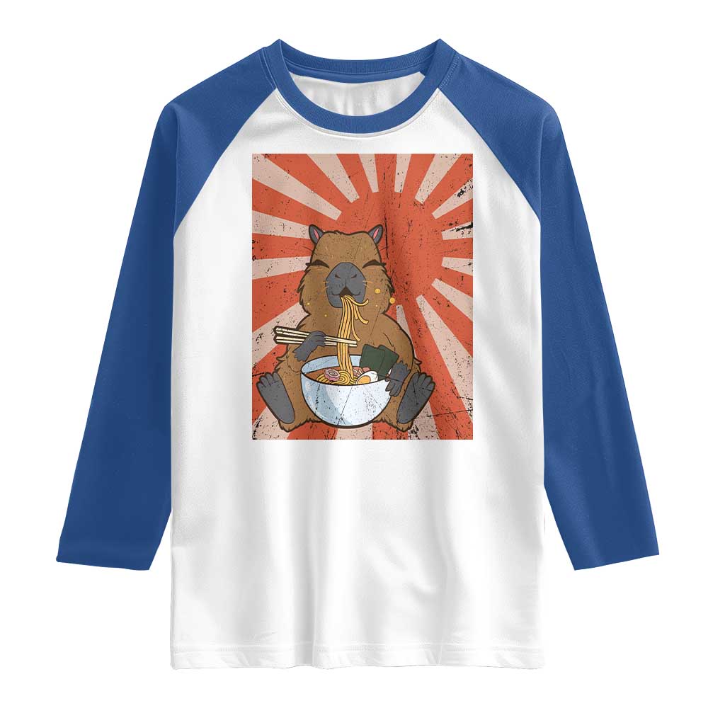 Kawaii Capybara Ramen Raglan Shirt Cute Capy Meme Japanese Noodles Lover