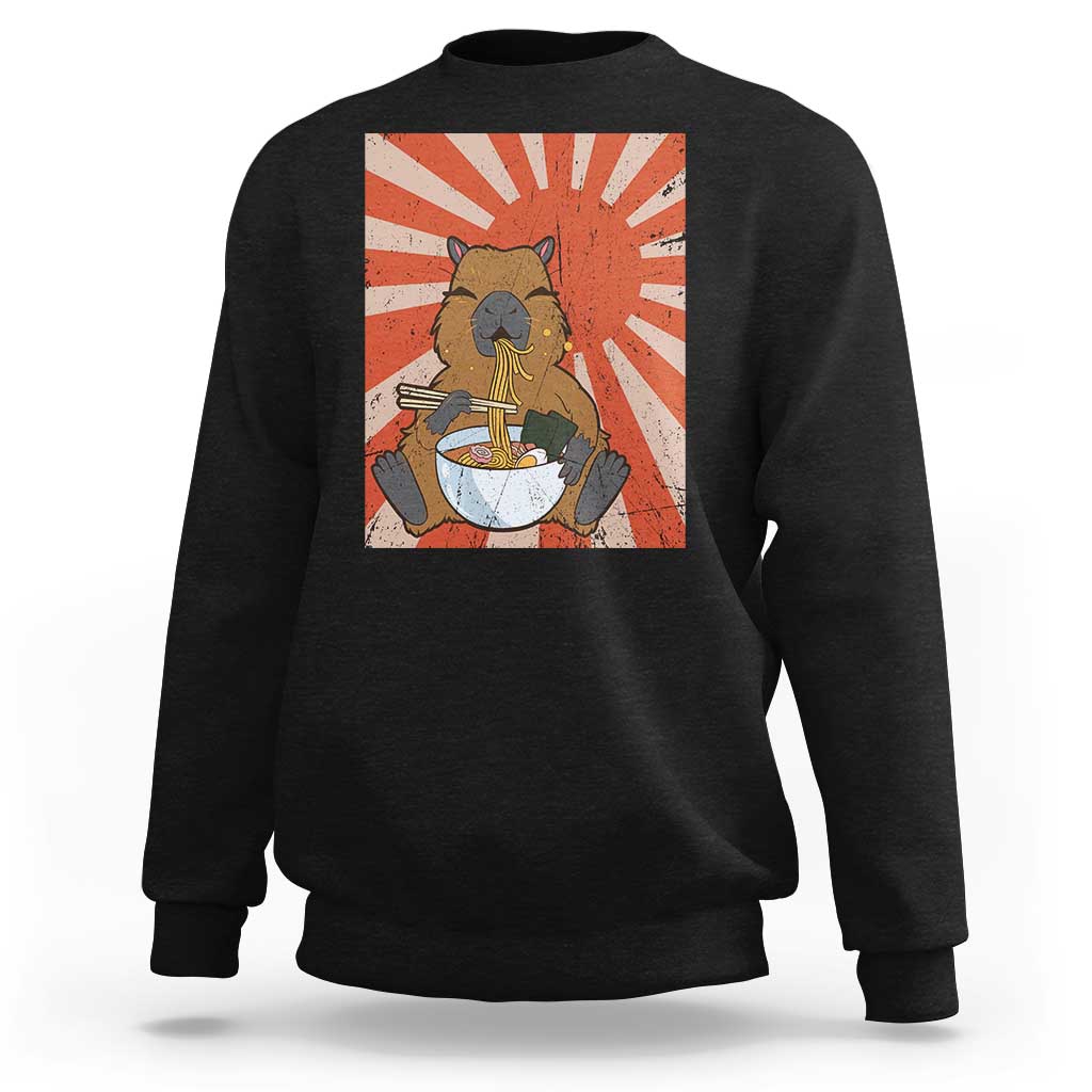 Kawaii Capybara Ramen Sweatshirt Cute Capy Meme Japanese Noodles Lover - Wonder Print Shop
