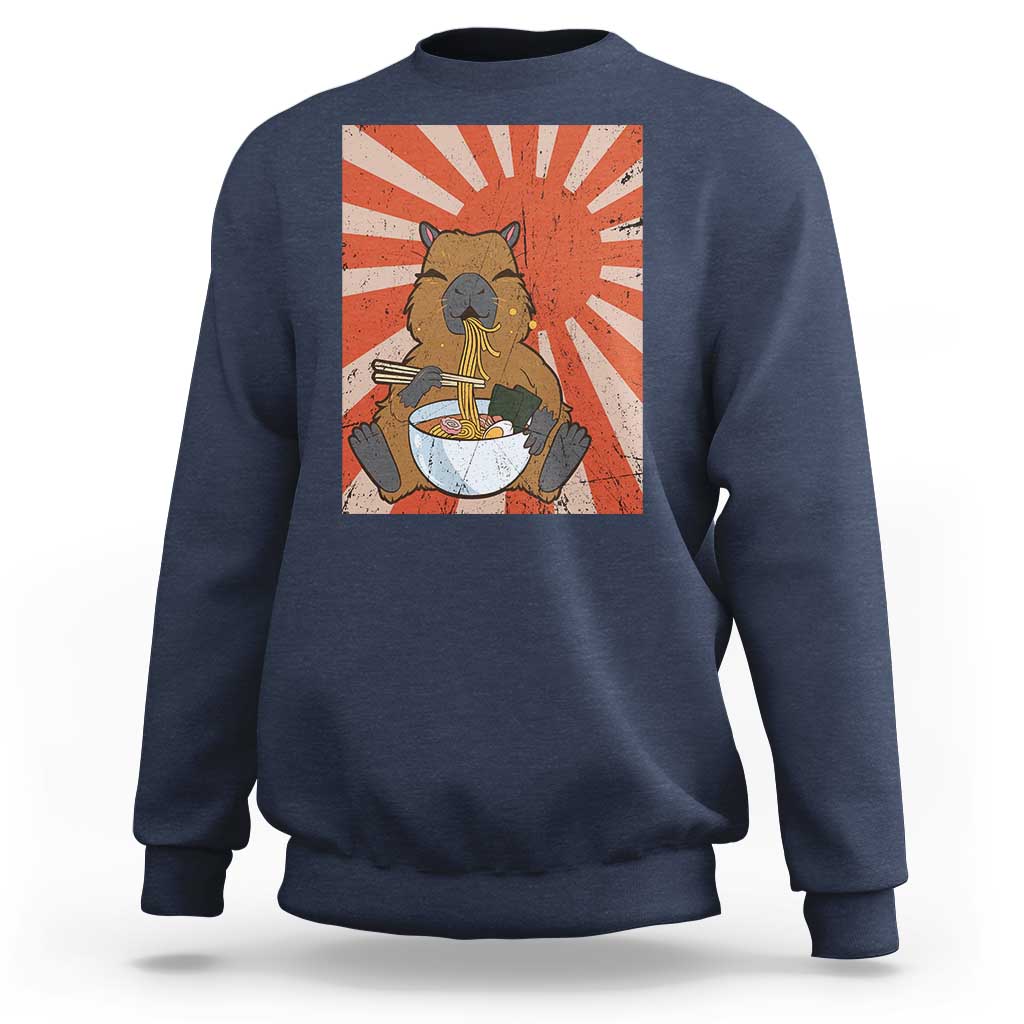 Kawaii Capybara Ramen Sweatshirt Cute Capy Meme Japanese Noodles Lover - Wonder Print Shop