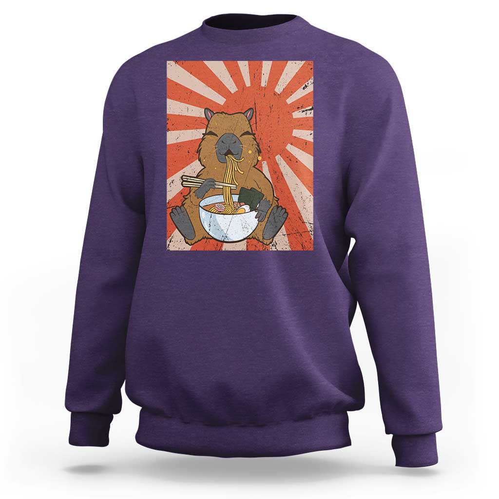 Kawaii Capybara Ramen Sweatshirt Cute Capy Meme Japanese Noodles Lover - Wonder Print Shop