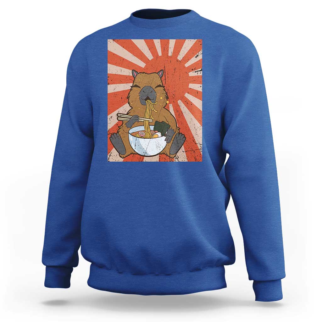 Kawaii Capybara Ramen Sweatshirt Cute Capy Meme Japanese Noodles Lover - Wonder Print Shop