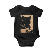 Kawaii Cat Eating Sushi Baby Onesie Japanese Anime Manga Otaku Retro Vintage Graphic