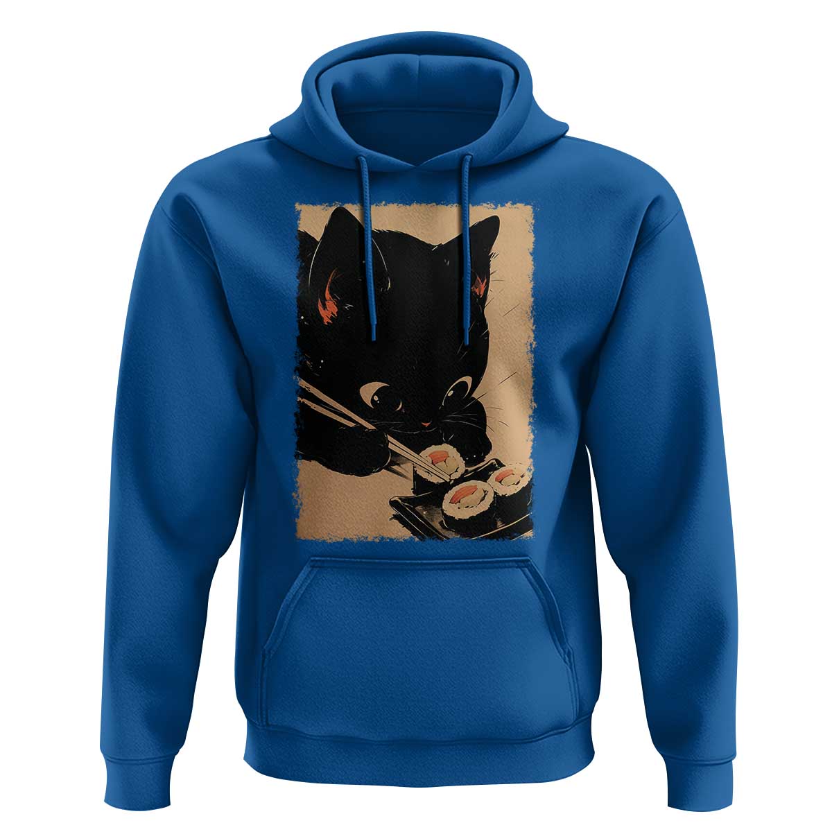 Kawaii Cat Eating Sushi Hoodie Japanese Anime Manga Otaku Retro Vintage Graphic