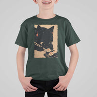 Kawaii Cat Eating Sushi T Shirt For Kid Japanese Anime Manga Otaku Retro Vintage Graphic - Wonder Print Shop