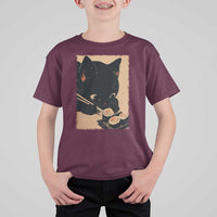 Kawaii Cat Eating Sushi T Shirt For Kid Japanese Anime Manga Otaku Retro Vintage Graphic - Wonder Print Shop