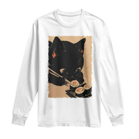Kawaii Cat Eating Sushi Long Sleeve Shirt Japanese Anime Manga Otaku Retro Vintage Graphic