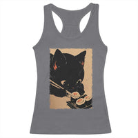 Kawaii Cat Eating Sushi Racerback Tank Top Japanese Anime Manga Otaku Retro Vintage Graphic